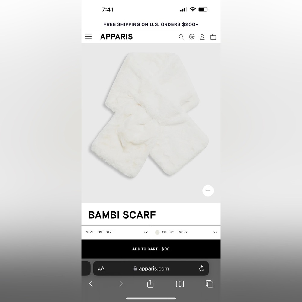 Apparis Bambi Scarf- never been used, very soft!! Reg $92.00